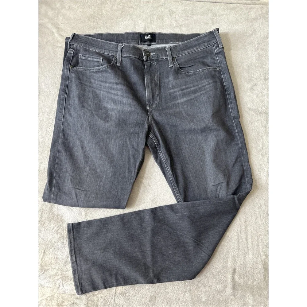 PAIGE Federal 32 Mens Gray Straight Leg Jeans 38x32 Stretch Designer Denim